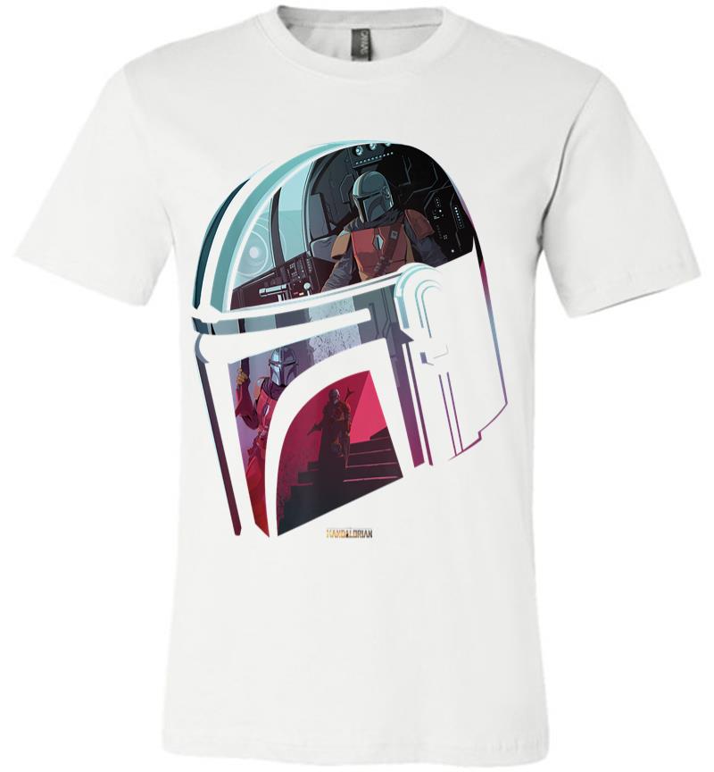 Inktee Store - Star Wars The Mandalorian Helmet Scene Fill Premium T-Shirt Image