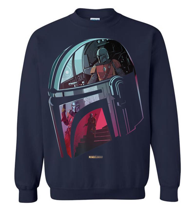 Inktee Store - Star Wars The Mandalorian Helmet Scene Fill Sweatshirt Image