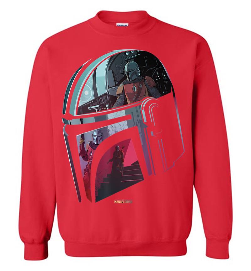 Inktee Store - Star Wars The Mandalorian Helmet Scene Fill Sweatshirt Image
