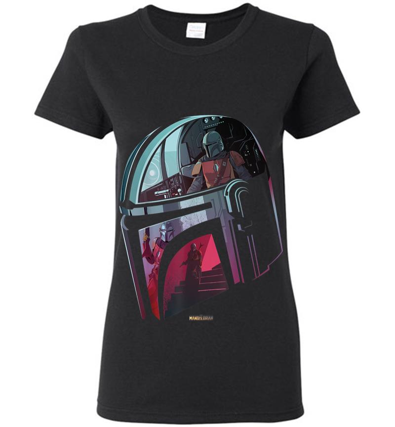 Star Wars The Mandalorian Helmet Scene Fill Women T-shirt