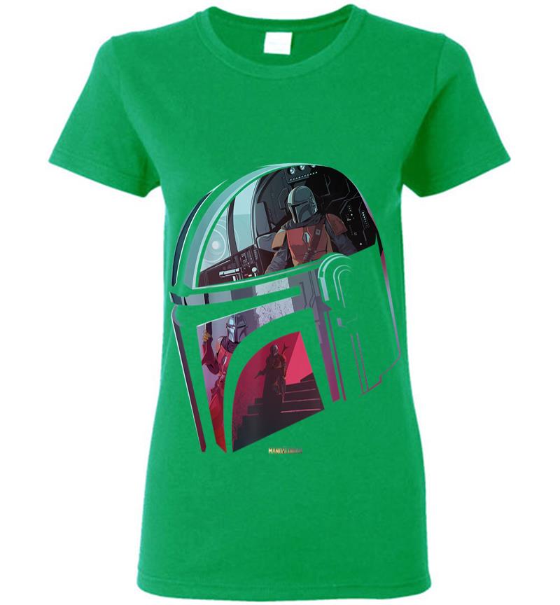 Inktee Store - Star Wars The Mandalorian Helmet Scene Fill Women T-Shirt Image