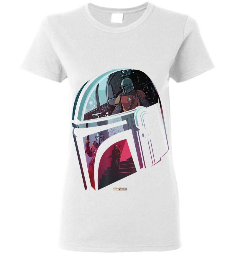 Inktee Store - Star Wars The Mandalorian Helmet Scene Fill Women T-Shirt Image