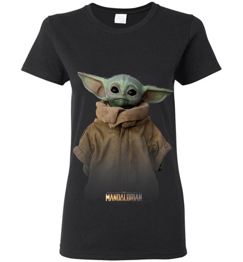 Star Wars The Mandalorian Logo The Child Simple Portrait Womens T-Shirt