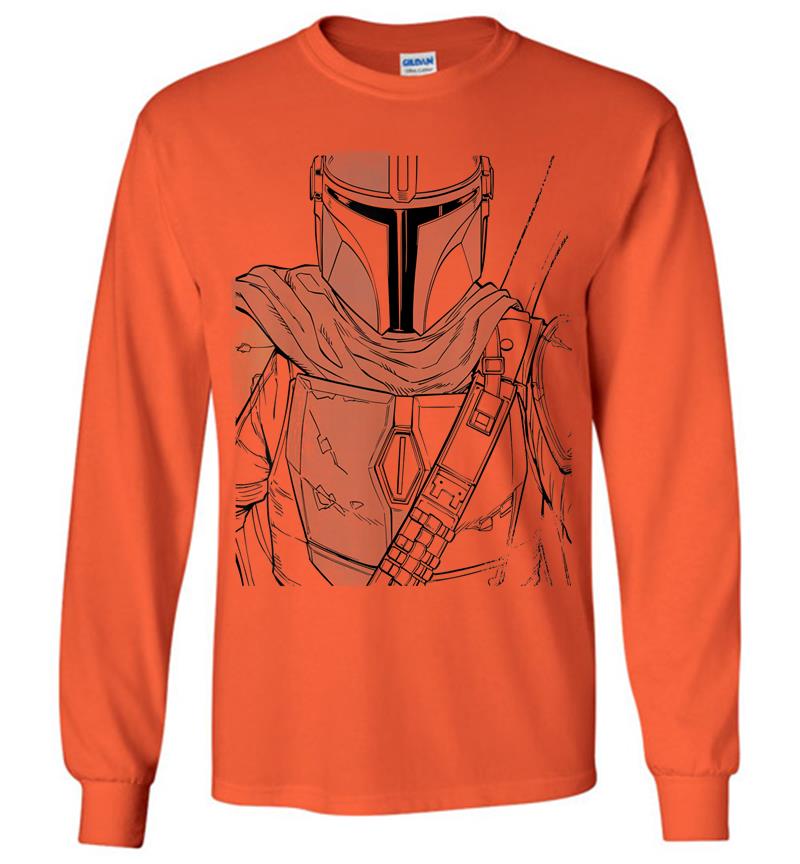 Inktee Store - Star Wars The Mandalorian Muted Warrior Long Sleeve T-Shirt Image