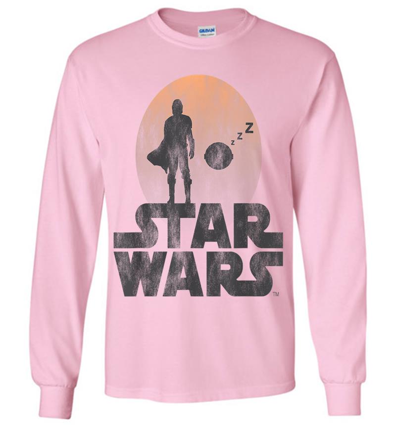 Inktee Store - Star Wars The Mandalorian Sleeping Child Silhouette Long Sleeve T-Shirt Image