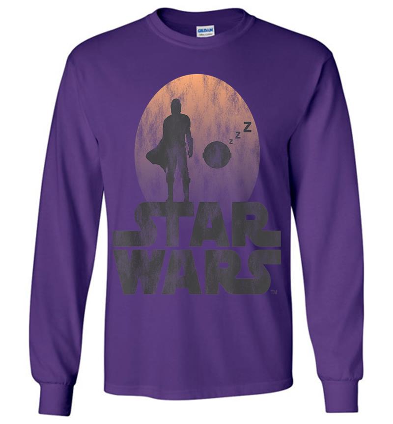 Inktee Store - Star Wars The Mandalorian Sleeping Child Silhouette Long Sleeve T-Shirt Image