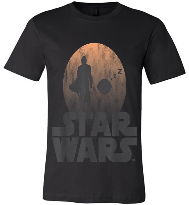 Inktee Store - Star Wars The Mandalorian Sleeping Child Silhouette Premium T-Shirt Image