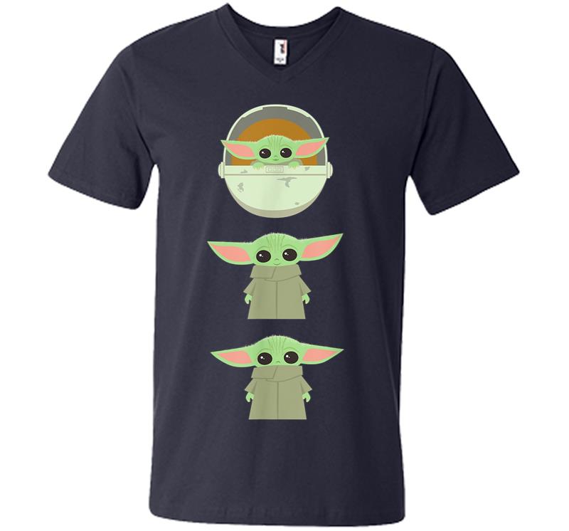 Inktee Store - Star Wars The Mandalorian The Child Cartoon Poses V-Neck T-Shirt Image