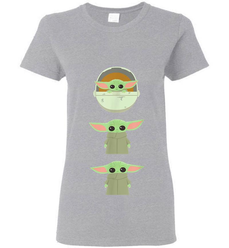 Inktee Store - Star Wars The Mandalorian The Child Cartoon Poses Women T-Shirt Image