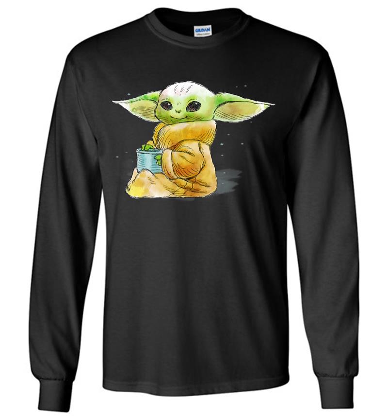 Star Wars The Mandalorian The Child Drink Soup Illustration Long Sleeve T-shirt