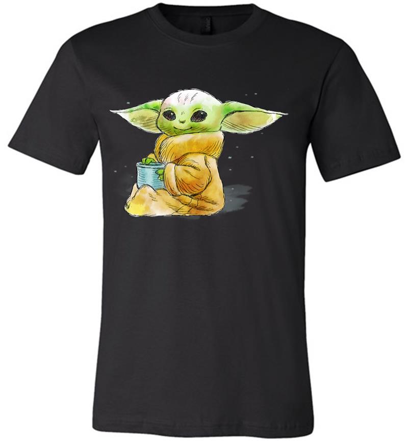 Star Wars The Mandalorian The Child Drink Soup Illustration Premium T-shirt