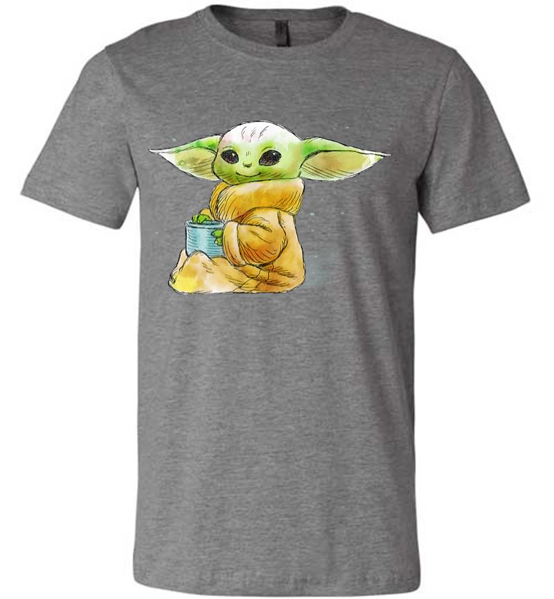 Inktee Store - Star Wars The Mandalorian The Child Drink Soup Illustration Premium T-Shirt Image