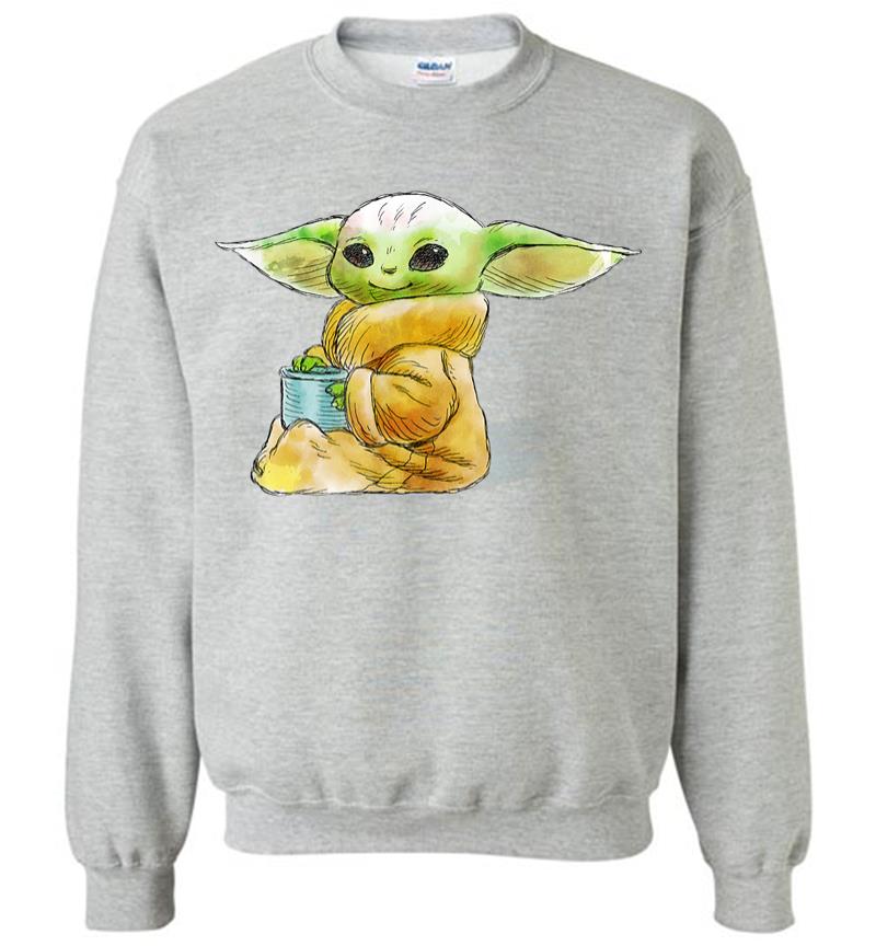 Inktee Store - Star Wars The Mandalorian The Child Drink Soup Illustration Sweatshirt Image