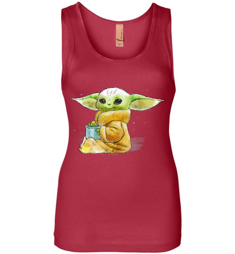 Inktee Store - Star Wars The Mandalorian The Child Drink Soup Illustration Women Jersey Tank Top Image