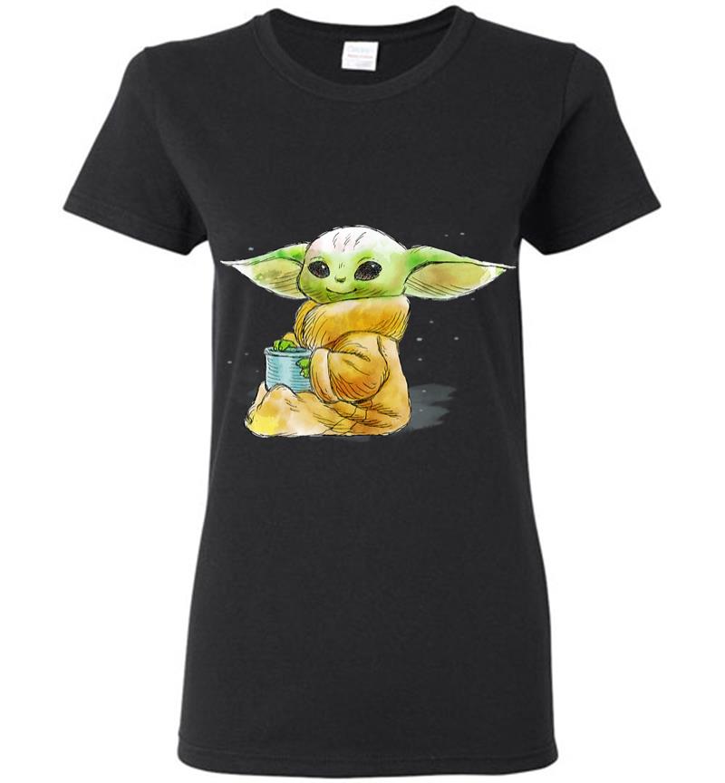 Star Wars The Mandalorian The Child Drink Soup Illustration Women T-shirt