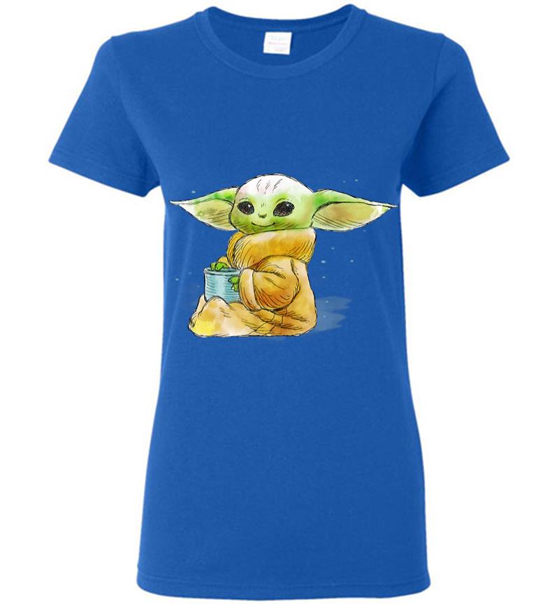 Inktee Store - Star Wars The Mandalorian The Child Drink Soup Illustration Women T-Shirt Image