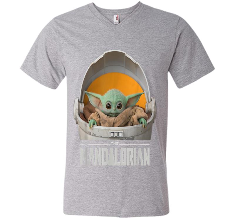 Inktee Store - Star Wars The Mandalorian The Child Floating Pod V-Neck T-Shirt Image