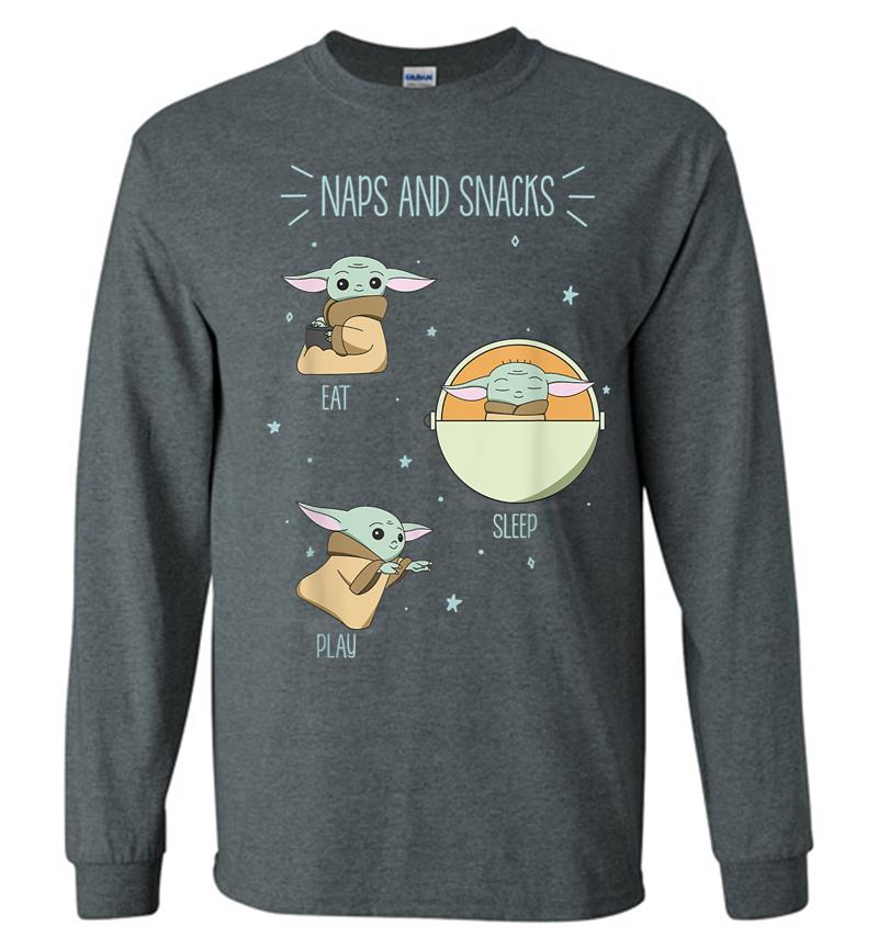 Inktee Store - Star Wars The Mandalorian The Child Naps And Snacks Doodles Long Sleeve T-Shirt Image