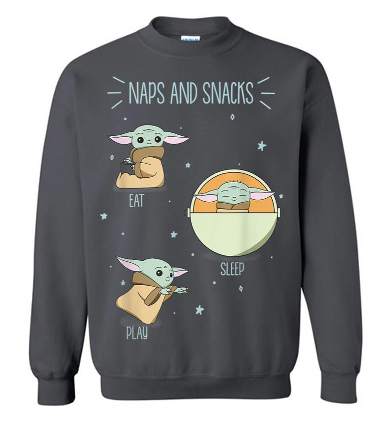 Inktee Store - Star Wars The Mandalorian The Child Naps And Snacks Doodles Sweatshirt Image