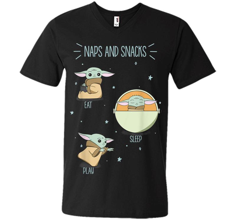 Star Wars The Mandalorian The Child Naps And Snacks Doodles V-neck T-shirt