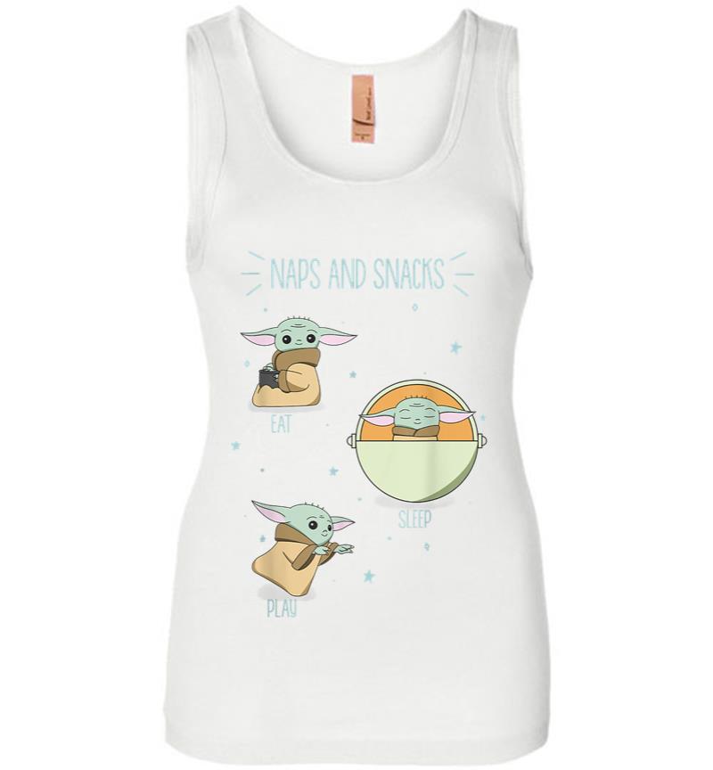 Inktee Store - Star Wars The Mandalorian The Child Naps And Snacks Doodles Women Jersey Tank Top Image
