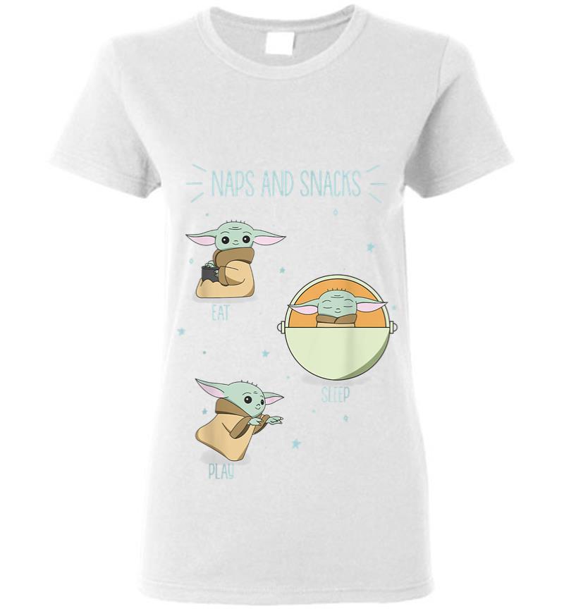 Inktee Store - Star Wars The Mandalorian The Child Naps And Snacks Doodles Women T-Shirt Image