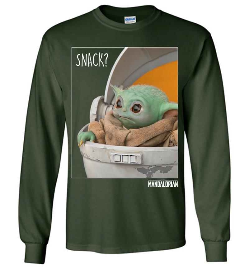 Inktee Store - Star Wars The Mandalorian The Child Snack Time Premium Long Sleeve T-Shirt Image