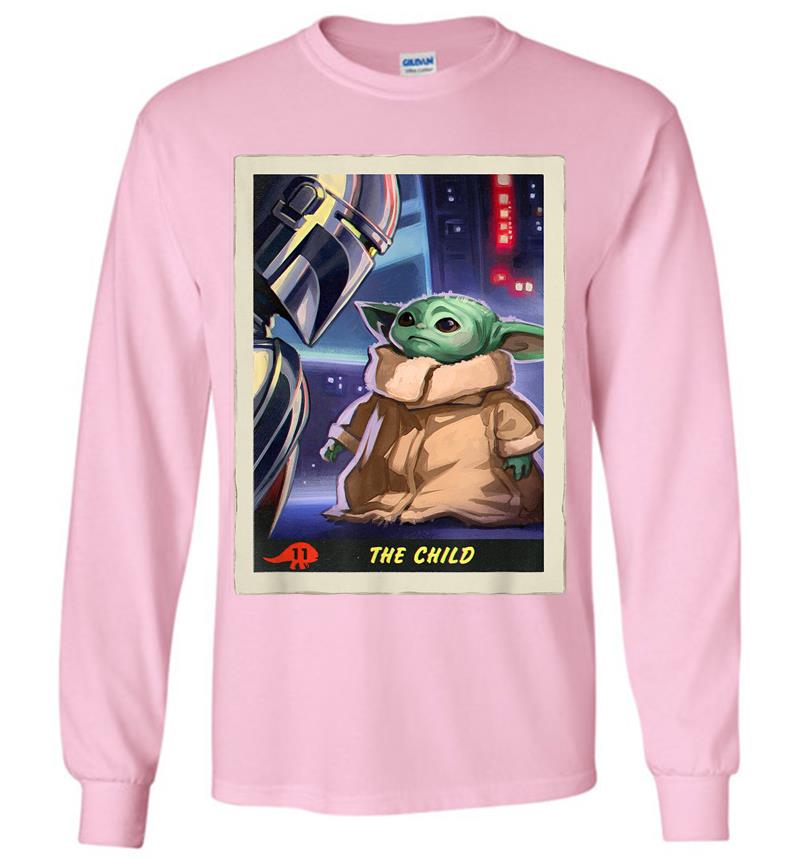 Inktee Store - Star Wars The Mandalorian The Child Trading Card Long Sleeve T-Shirt Image
