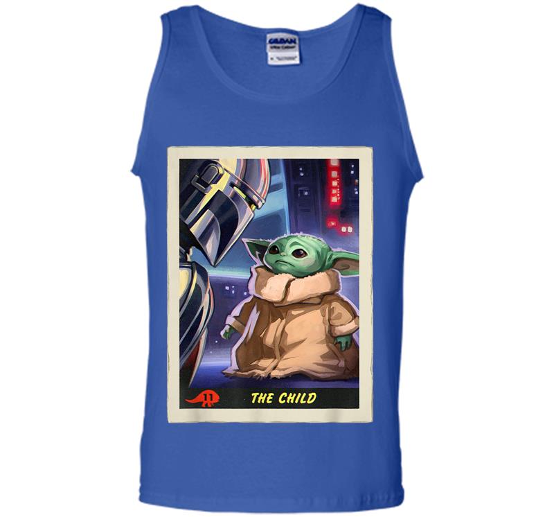 Inktee Store - Star Wars The Mandalorian The Child Trading Card Mens Tank Top Image