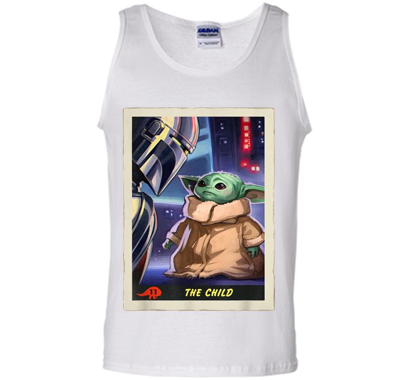 Inktee Store - Star Wars The Mandalorian The Child Trading Card Mens Tank Top Image
