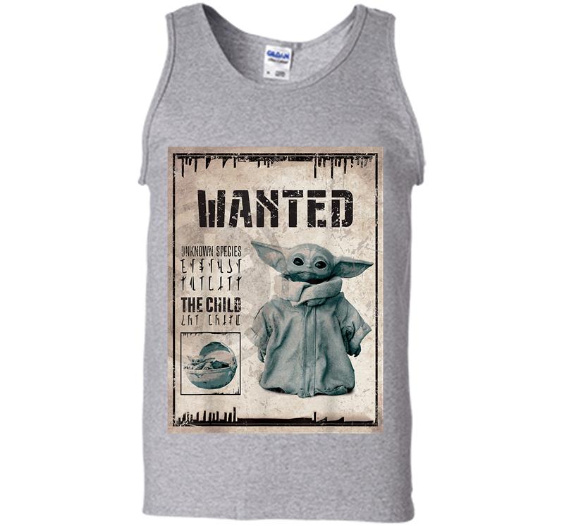 Inktee Store - Star Wars The Mandalorian The Child Wanted Poster Mens Tank Top Image