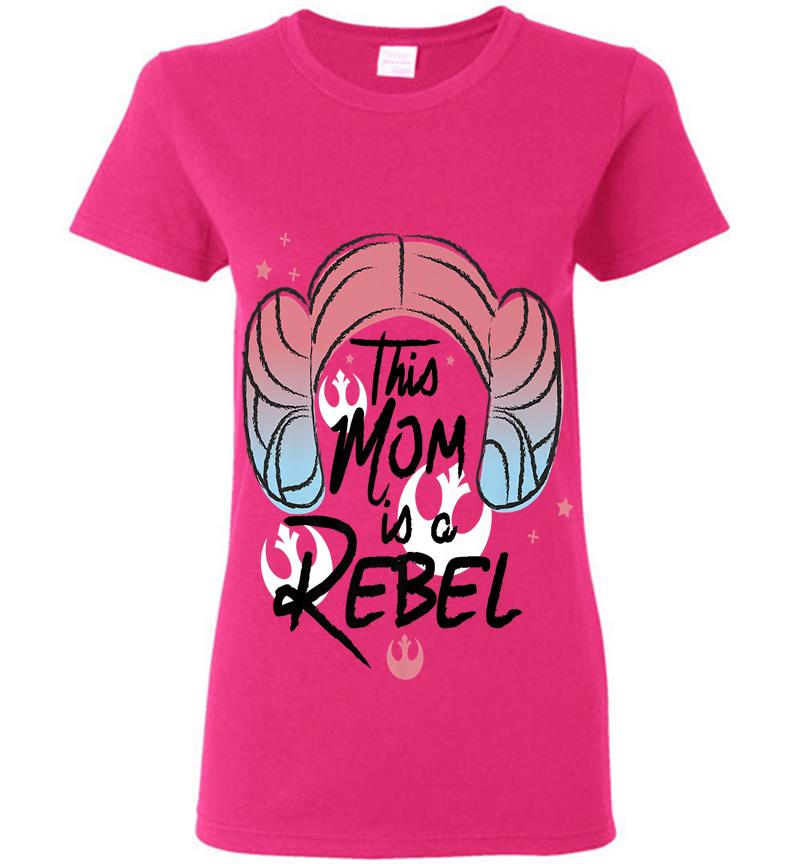 Inktee Store - Star Wars This Mom Is A Rebel Princess Leia Hair Premium Womens T-Shirt Image