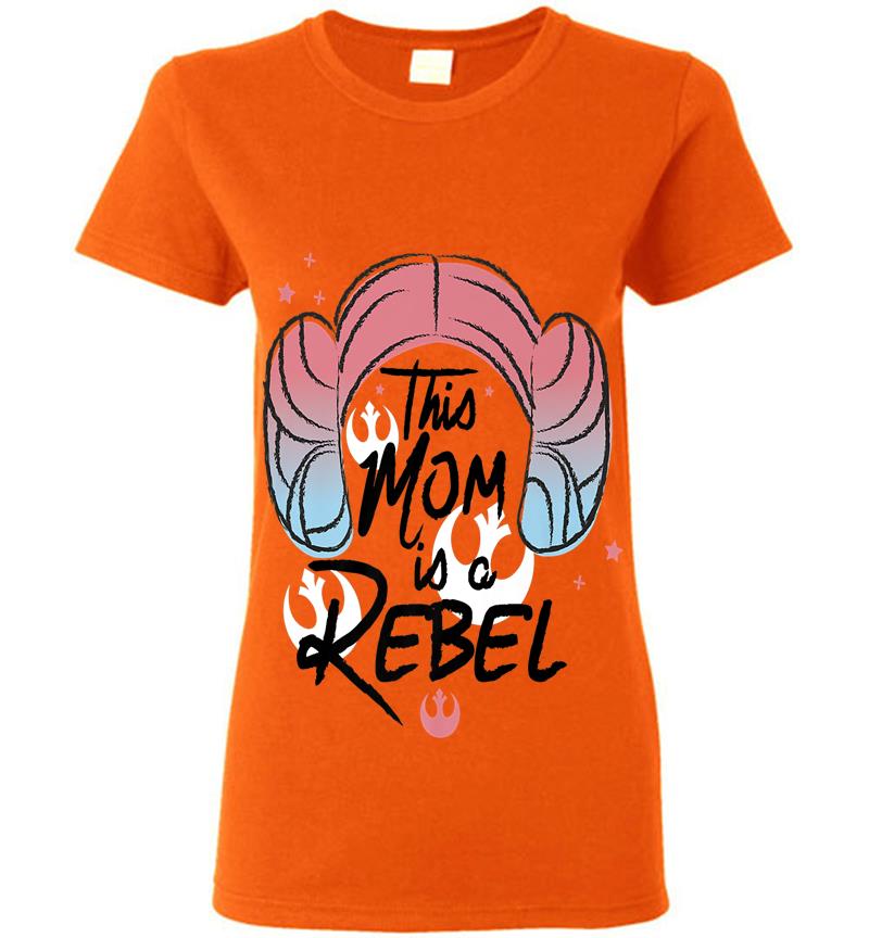 Inktee Store - Star Wars This Mom Is A Rebel Princess Leia Hair Premium Womens T-Shirt Image
