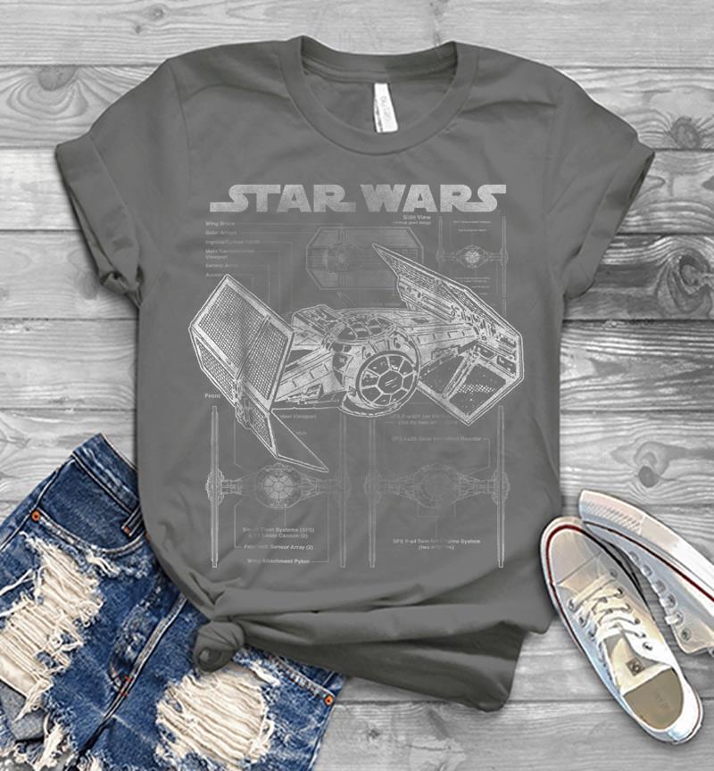 Navy Star Wars Official Boys Tie Fighter Schematics Kids T-Shirt 