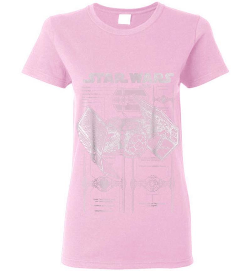 Inktee Store - Star Wars Tie Fighter Blueprint Schematics C1 Womens T-Shirt Image