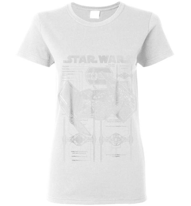 Inktee Store - Star Wars Tie Fighter Blueprint Schematics C1 Womens T-Shirt Image