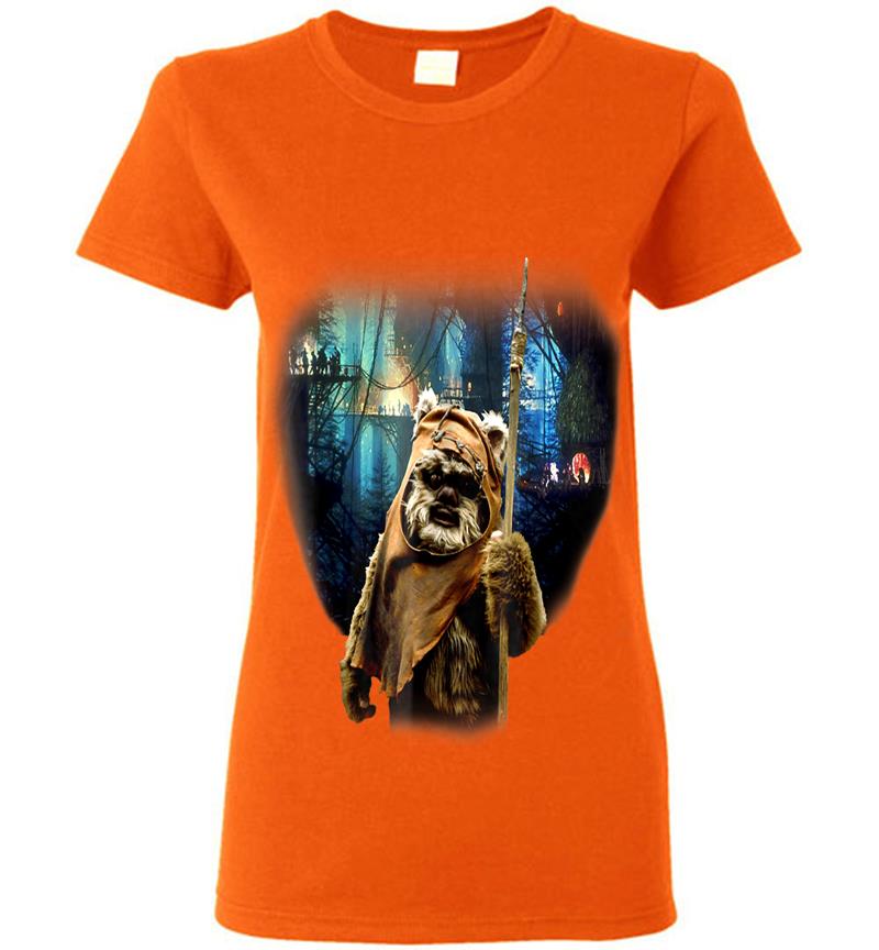 Inktee Store - Star Wars Tree Village Wicket Ewok Graphic Womens T-Shirt Image