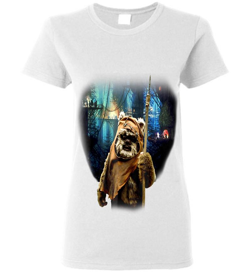 Inktee Store - Star Wars Tree Village Wicket Ewok Graphic Womens T-Shirt Image