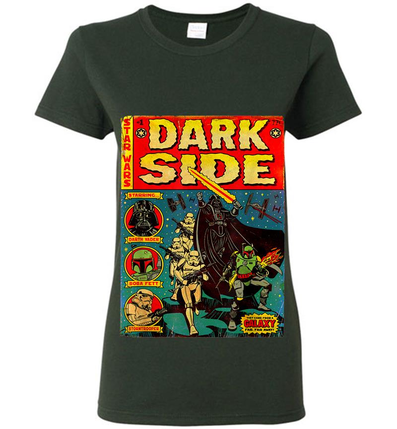 Inktee Store - Star Wars Vader Dark Side Retro Comic Cover Graphic Womens T-Shirt Image