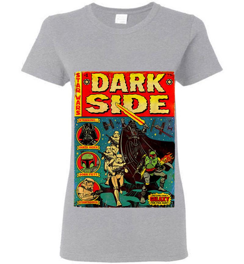 Inktee Store - Star Wars Vader Dark Side Retro Comic Cover Graphic Womens T-Shirt Image