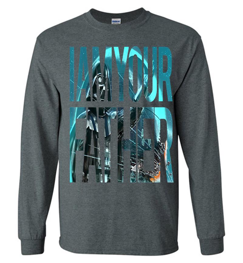 Inktee Store - Star Wars Vader I Am Your Father Art Fill Graphic Long Sleeve T-Shirt Image