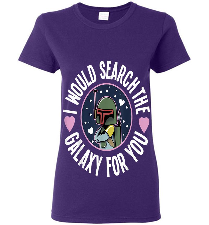 Inktee Store - Star Wars Valentines Search The Galaxy For You Graphic Womens T-Shirt Image