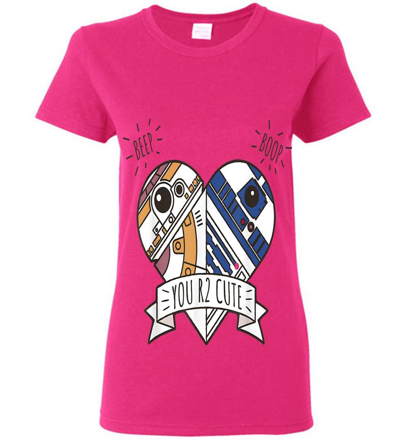 Inktee Store - Star Wars Valentines You R2 Cute Heart Droids Graphic Womens T-Shirt Image