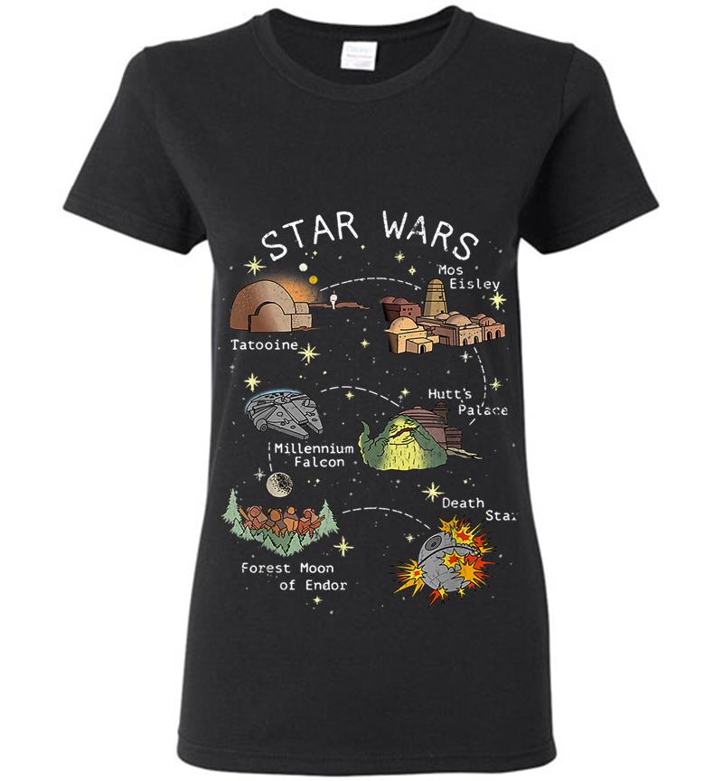 Star Wars Vibrant Pop Art Map Womens T-Shirt