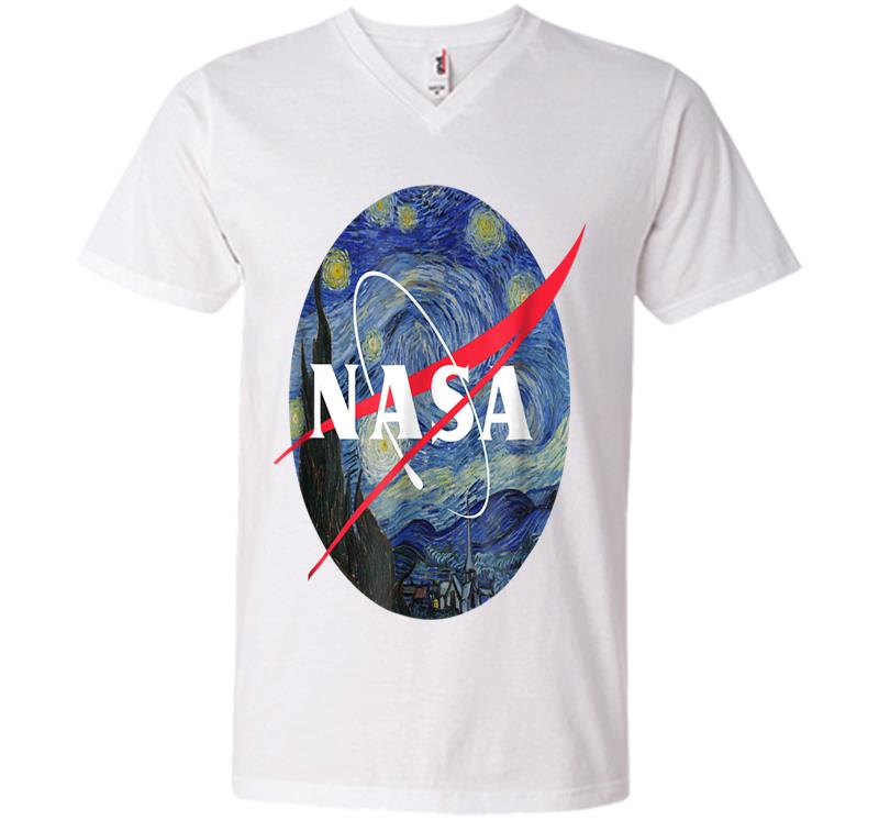 Inktee Store - Starry Night Nasa Logo Boys Girls V-Neck T-Shirt Image