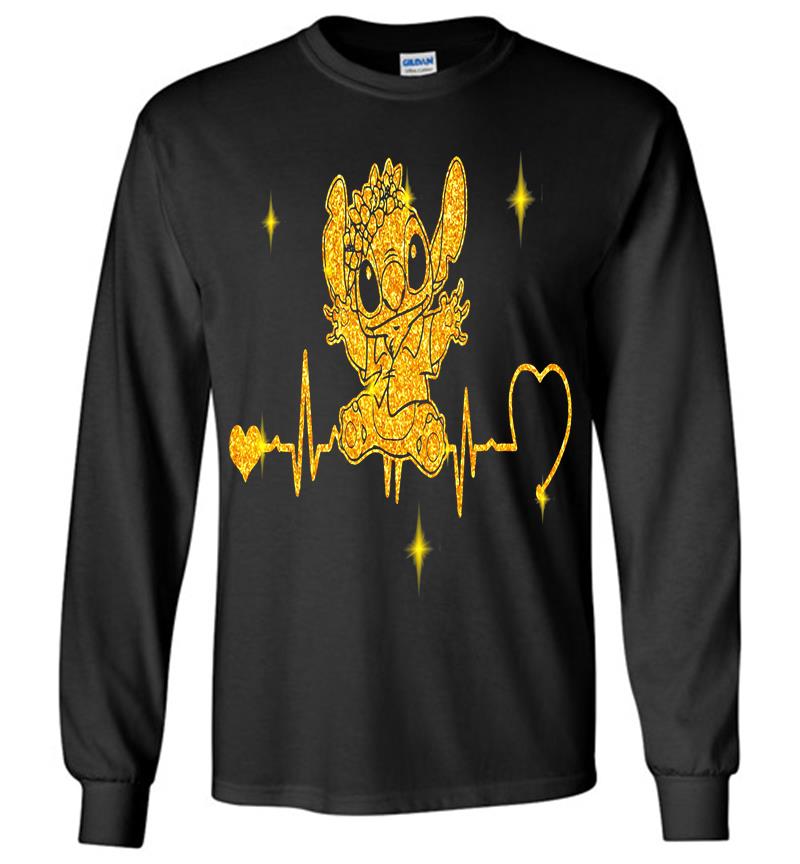 Stitch Diamond Yellow Heartbeat Long Sleeve T-Shirt