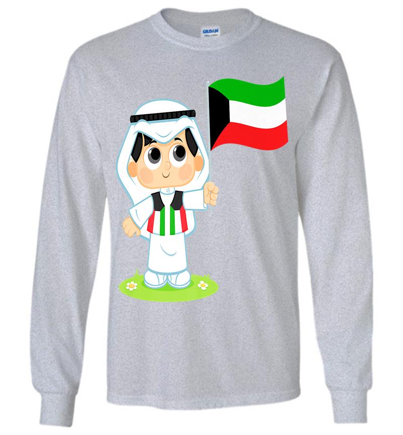 Inktee Store - Stylish Design With Kuwaiti Kid In Official Wear Premium Long Sleeve T-Shirt Image