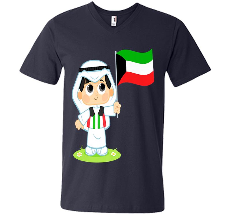 Inktee Store - Stylish Design With Kuwaiti Kid In Official Wear Premium V-Neck T-Shirt Image