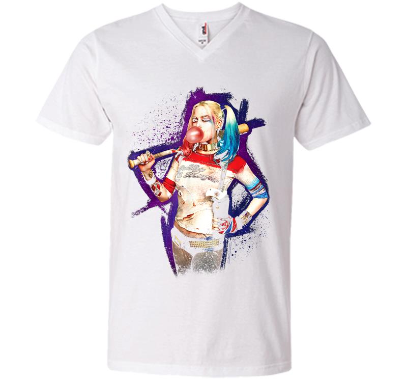Inktee Store - Suicide Squad Harley Quinn Bubble V-Neck T-Shirt Image