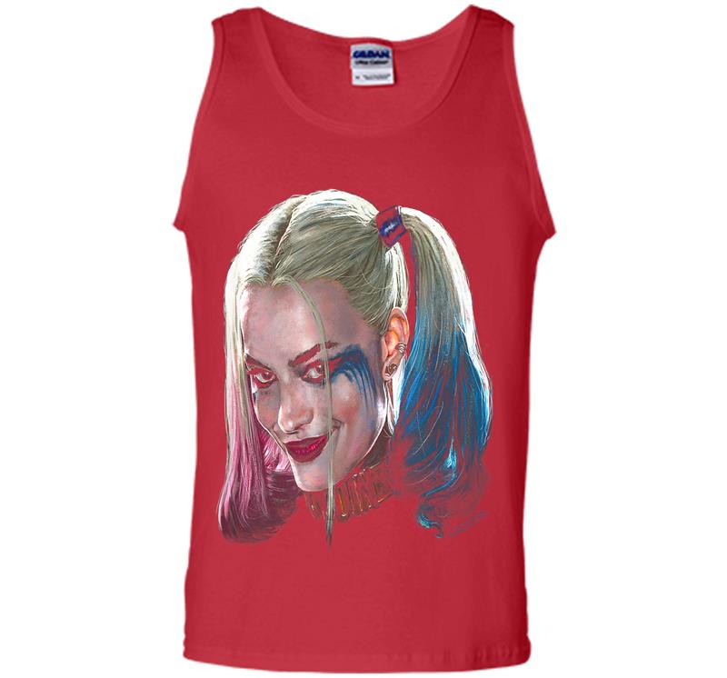 Inktee Store - Suicide Squad Harley Quinn Head Mens Tank Top Image